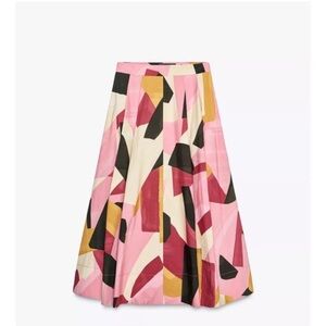 NWT ZARA PRINTED MIDI SKIRT ZW COLLECTION MULTICOLOR. SIZE S